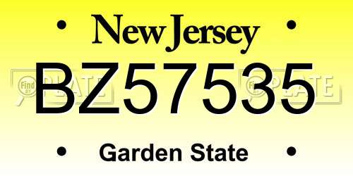 BZ57535 New Jersey License Plate