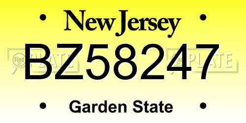 BZ58247 New Jersey License Plate
