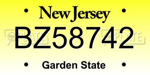 BZ58742 New Jersey License Plate