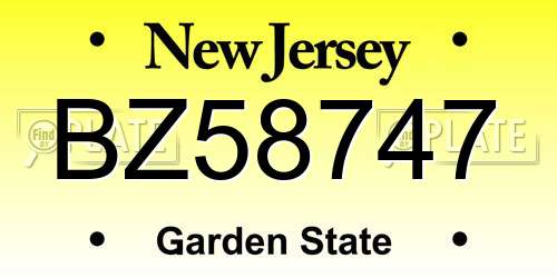 BZ58747 New Jersey License Plate