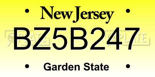 BZ5B247 New Jersey License Plate