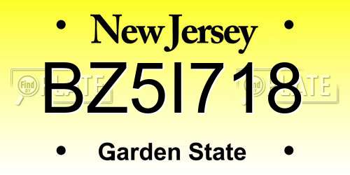 BZ5I718 New Jersey License Plate