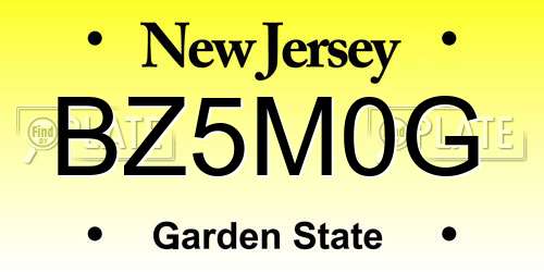 BZ5M0G New Jersey License Plate