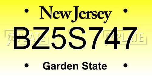 BZ5S747 New Jersey License Plate