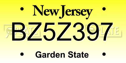BZ5Z397 New Jersey License Plate