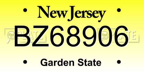BZ68906 New Jersey License Plate