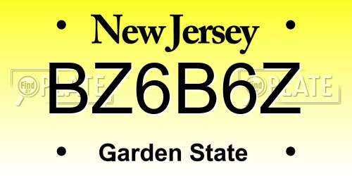 BZ6B6Z New Jersey License Plate