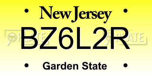 BZ6L2R New Jersey License Plate