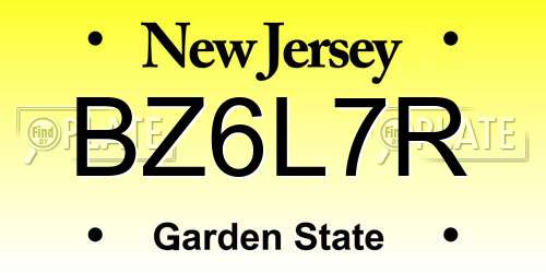 BZ6L7R New Jersey License Plate