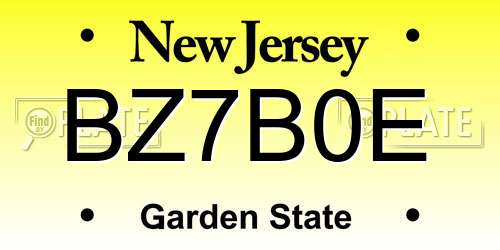 BZ7B0E New Jersey License Plate