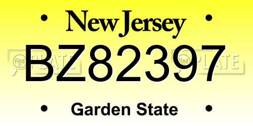 BZ82397 New Jersey License Plate