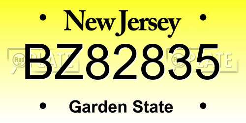 BZ82835 New Jersey License Plate