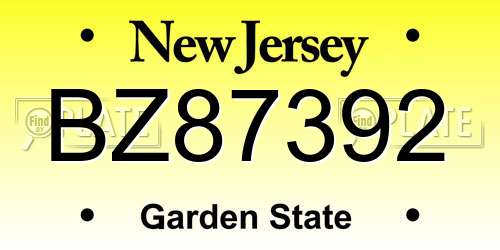BZ87392 New Jersey License Plate