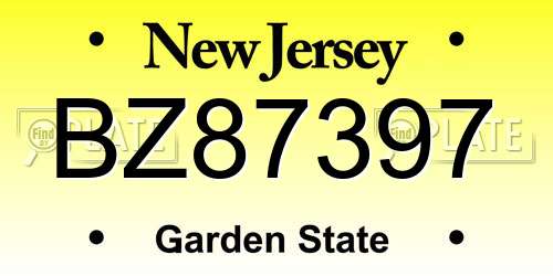 BZ87397 New Jersey License Plate
