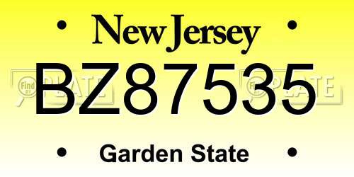 BZ87535 New Jersey License Plate