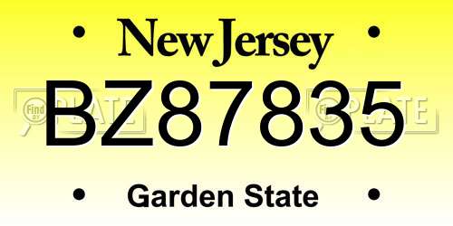 BZ87835 New Jersey License Plate