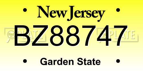 BZ88747 New Jersey License Plate