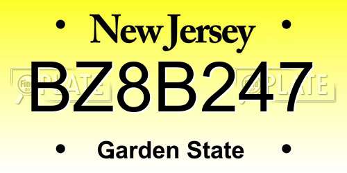 BZ8B247 New Jersey License Plate