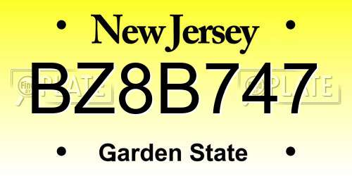 BZ8B747 New Jersey License Plate