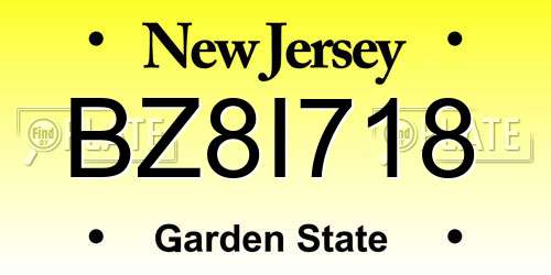 BZ8I718 New Jersey License Plate