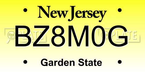 BZ8M0G New Jersey License Plate