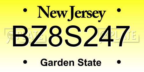 BZ8S247 New Jersey License Plate