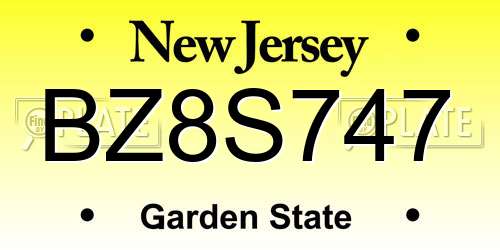 BZ8S747 New Jersey License Plate