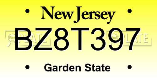 BZ8T397 New Jersey License Plate