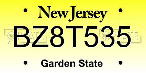 BZ8T535 New Jersey License Plate