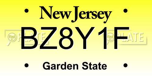 BZ8Y1F New Jersey License Plate