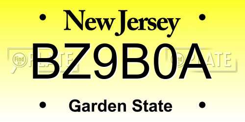 BZ9B0A New Jersey License Plate