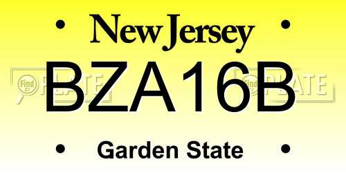 BZA16B New Jersey License Plate