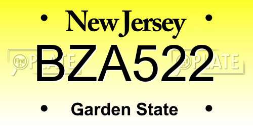BZA522 New Jersey License Plate