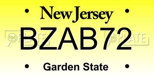 BZAB72 New Jersey License Plate