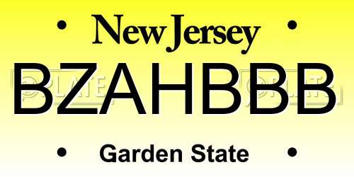 BZAHBBB New Jersey License Plate
