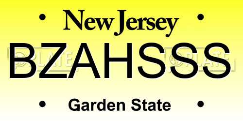 BZAHSSS New Jersey License Plate
