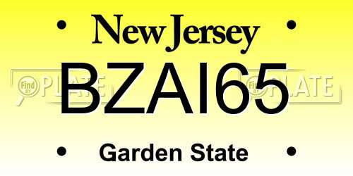 BZAI65 New Jersey License Plate