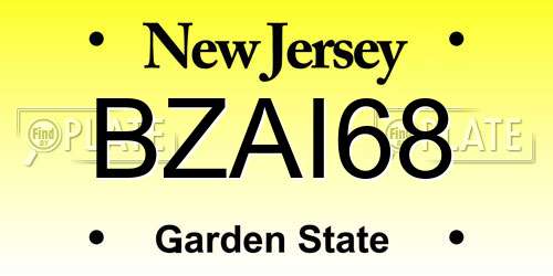 BZAI68 New Jersey License Plate