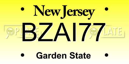 BZAI77 New Jersey License Plate