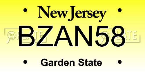 BZAN58 New Jersey License Plate