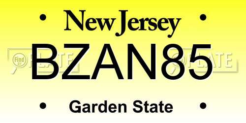 BZAN85 New Jersey License Plate