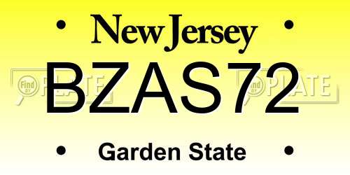 BZAS72 New Jersey License Plate
