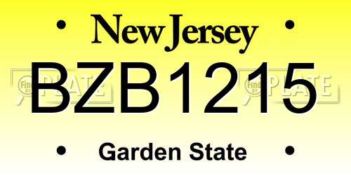 BZB1215 New Jersey License Plate