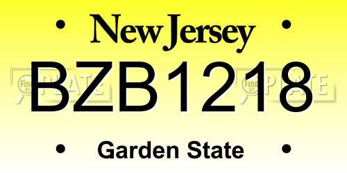 BZB1218 New Jersey License Plate