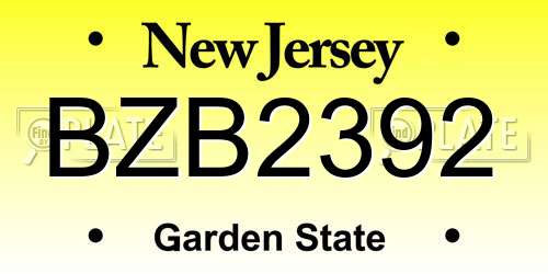 BZB2392 New Jersey License Plate