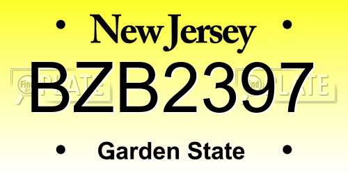 BZB2397 New Jersey License Plate