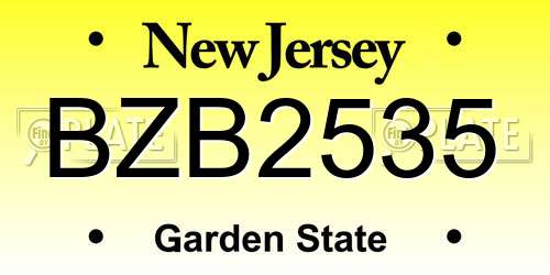 BZB2535 New Jersey License Plate