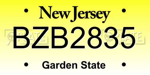 BZB2835 New Jersey License Plate