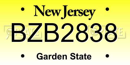 BZB2838 New Jersey License Plate
