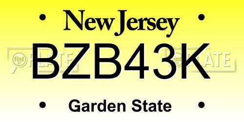 BZB43K New Jersey License Plate